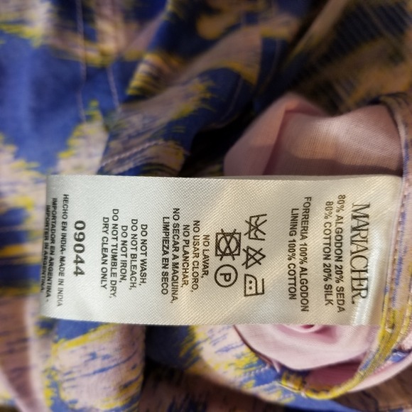 Maria Cher Moreno Maive Printed Midi Dress Women Sz S Blue Summer Boho Beach - Picture 11 of 11